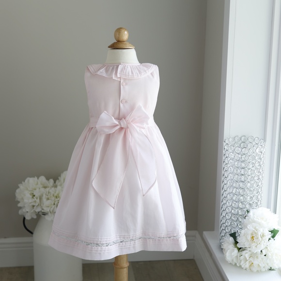 Girls Pink Smocked Dress Luli & Me size 4 Embroidery Spring Portrait NWT - Picture 5 of 6